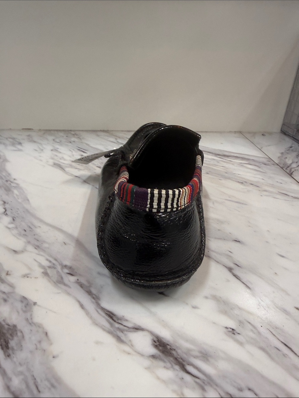 Gucci Black Patent Leather Fringe Loafers with Multicolor Trim - Picture 5 of 10